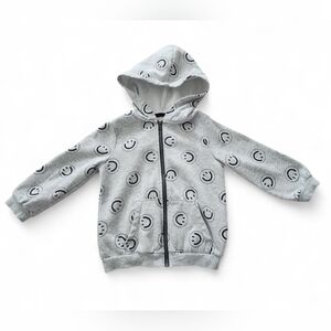 Okie Dokie Boys Smiley Face Zip Up Hoodie Grey - Size 4T